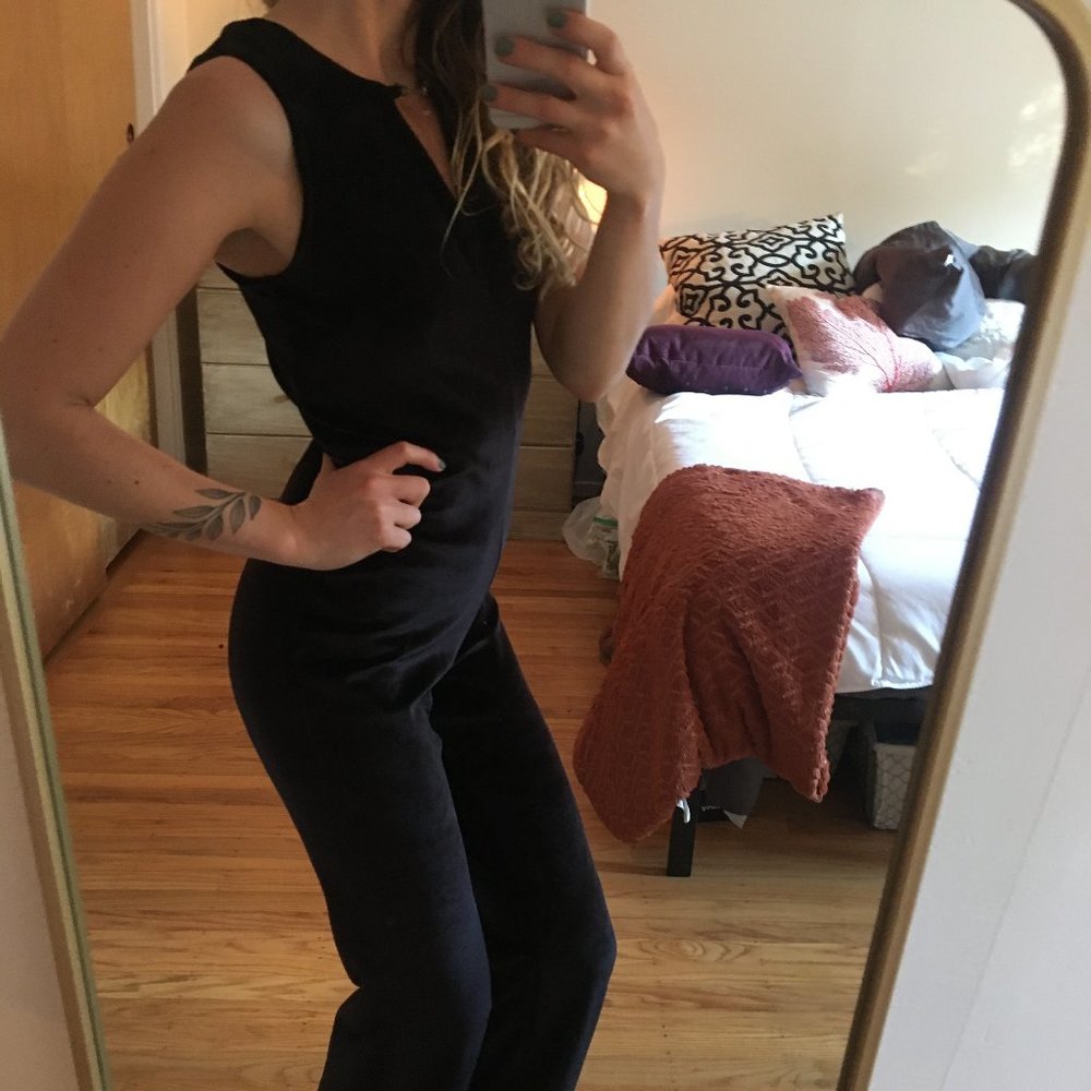 Vintage Black Velvet Jumpsuit Women Small